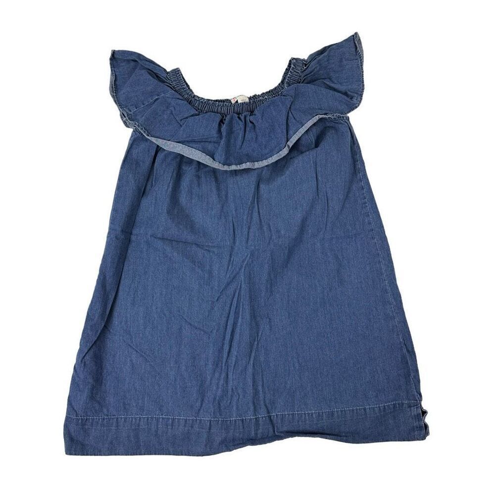 Crewcuts Girls Blue Chambray Size 7 Ruffle Top Dress